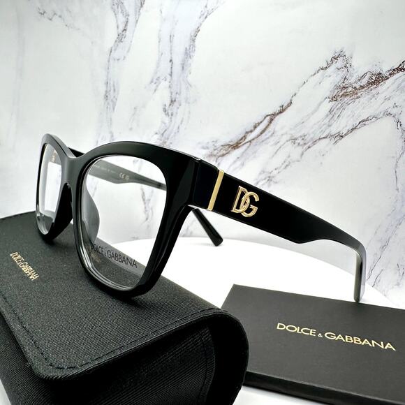 New Dolce&Gabbana Eyeglasses Black Square Gold Metal 55-18-145mm Glasses Frames main image 12